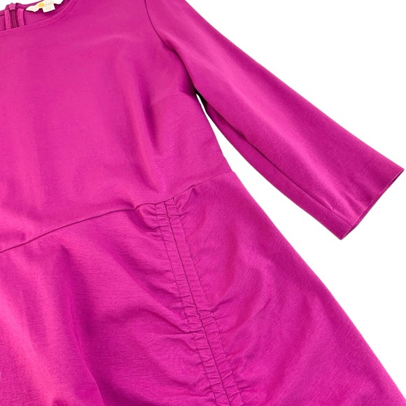 Boden Ruched Front Column Long Sleeve Midi Dress in Fuschia - Picture 3 of 8